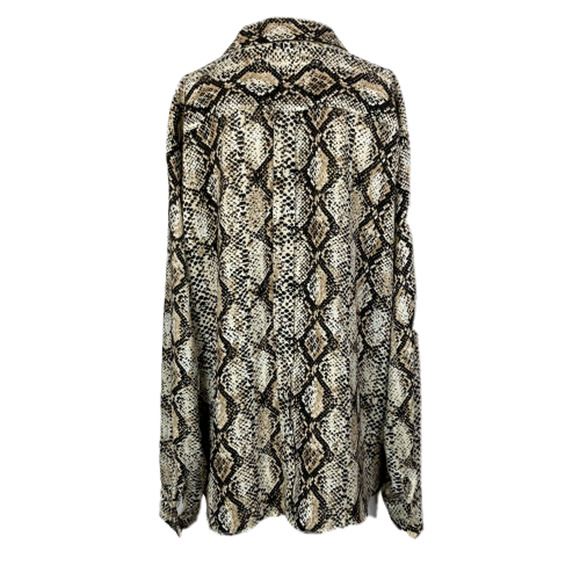The Limited Shirt Women XLP Petite Beige Black Snake Print Chiffon Button Up Top - Picture 4 of 9